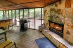 Screened in Porch with Hot Tub and Wood Burning Fireplace